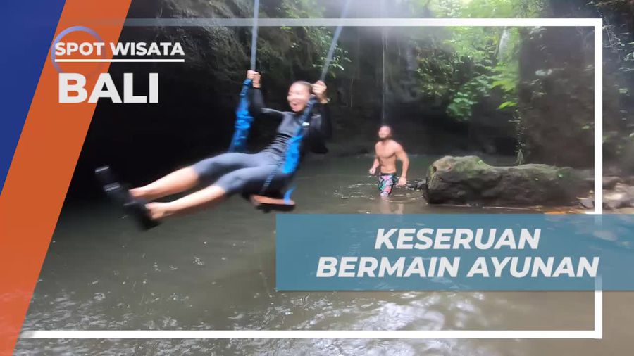 Bergembira dengan Permainan Ayunan di Canyon Waterfall, Bali