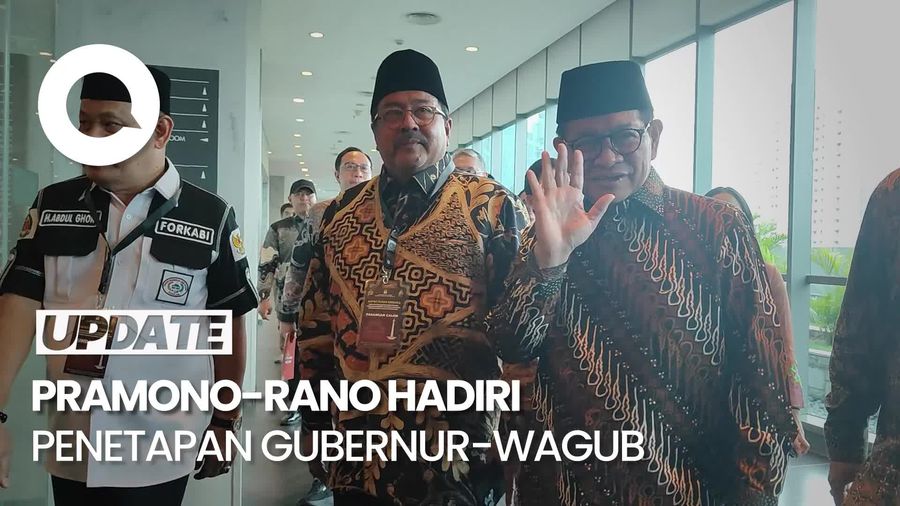 Video Pramono-Rano Kompak Berbatik Hadiri Penetapan Gubernur-Wagub Jakarta