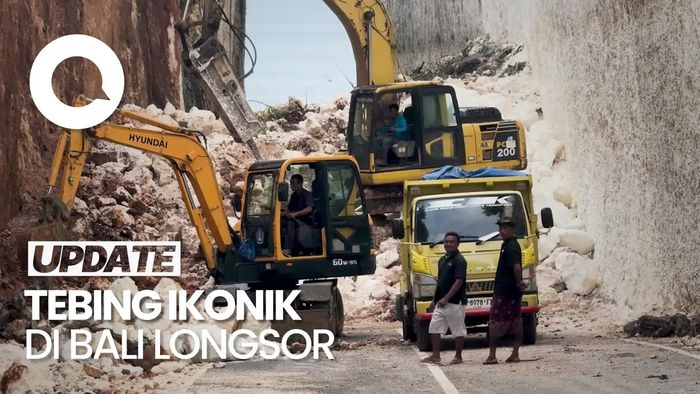 Video Objek Wisata Tanah Barak Bali Longsor, Batu Besar Menutup Jalan