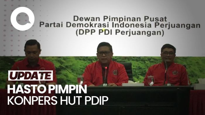 Video: Momen Hasto Kristiyanto Muncul Pimpin Konferensi Pers HUT PDIP di Jakarta