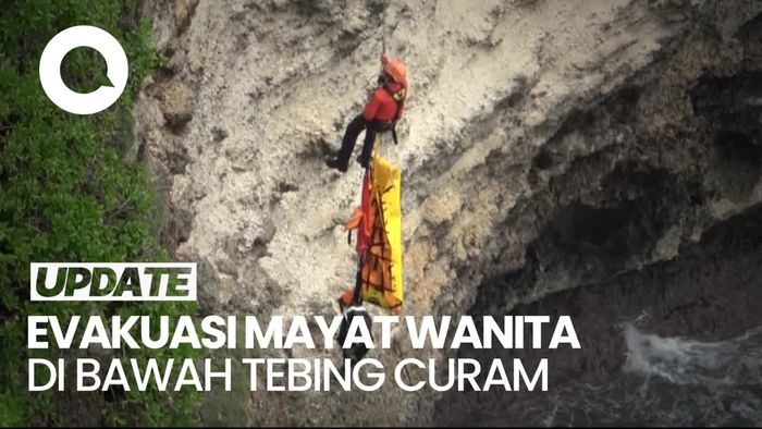 Video Momen Basarnas Evakuasi Mayat Wanita di Bawah Tebing Curam di Bali