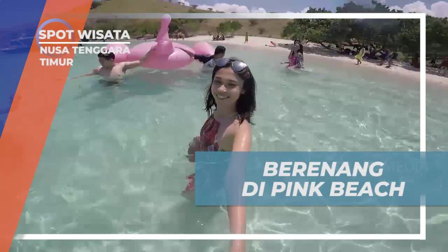Berenang Penuh Semangat di Pink Beach, Nusa Tenggara Timur