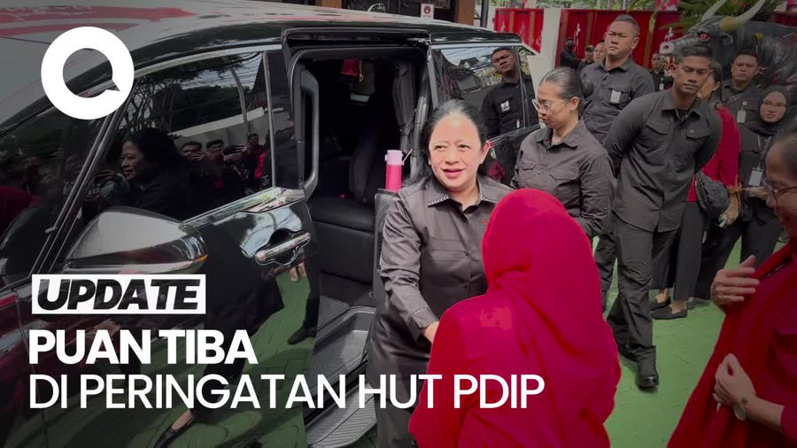 Video: Hadiri HUT PDIP, Puan Tiba Terpisah dengan Megawati dan Prananda