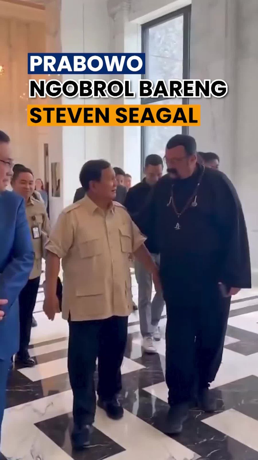 Video Keakraban Prabowo Ngobrol Bareng Aktor Steven Seagal