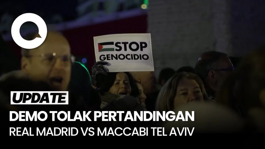 Video: Warga Madrid Demo Tolak Tim Israel Jelang Laga Real Madrid Vs Maccabi Tel Aviv