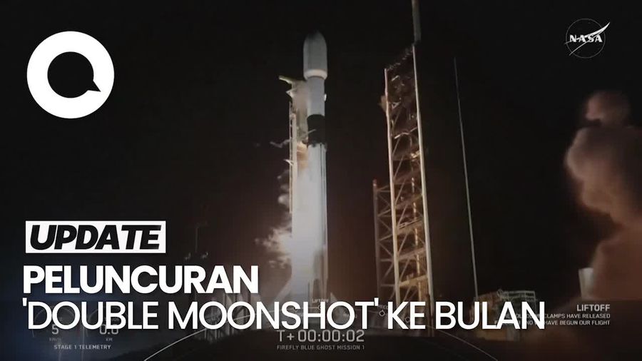 Video Peluncuran Double Moonshot Roket SpaceX Bawa 2 Wahana Pendaratan Bulan