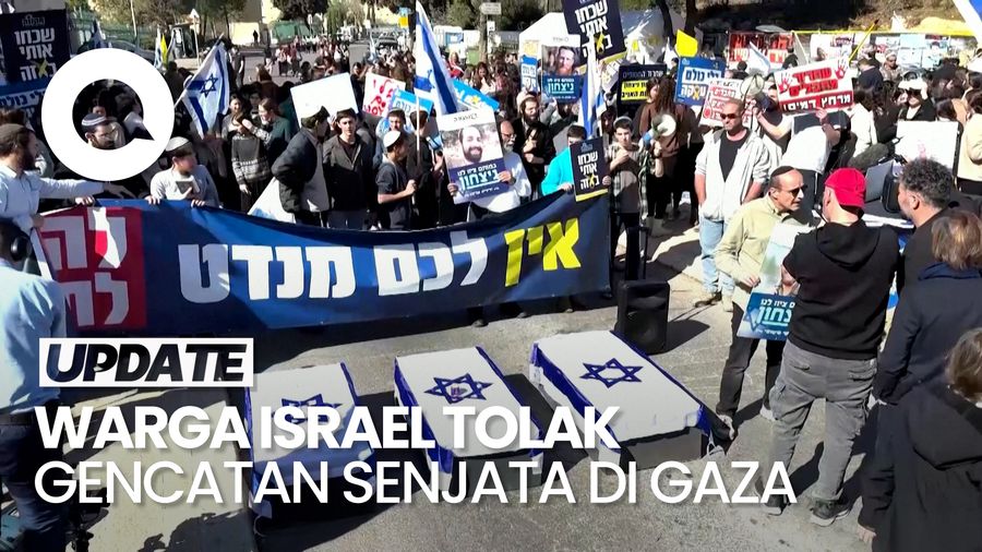 Video: Tolak Gencatan Senjata, Warga Israel Jejerkan Peti Mati di Jalan