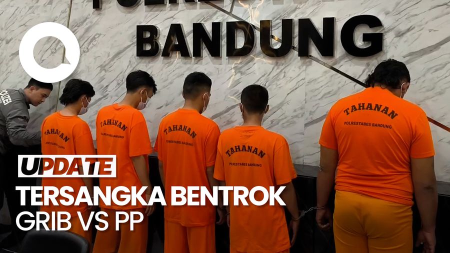 Video 5 Tersangka Bentrok Ormas GRIB-PP Digiring ke Polres Bandung
