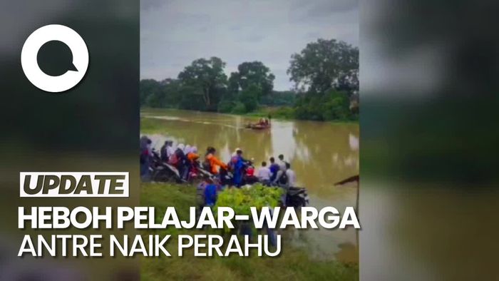 Video: Heboh Pelajar Antre Naik Perahu di Lampung Timur karena Tak Ada Jembatan