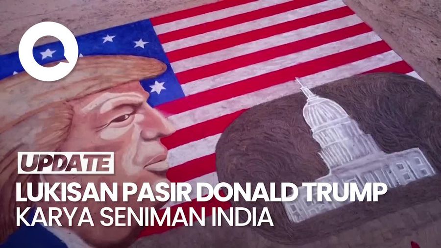 Video: Lukisan Pasir Bergambar Ucapan Selamat untuk Donald Trump