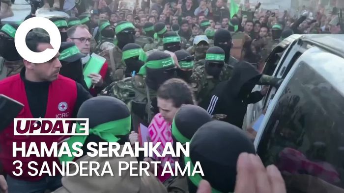 Video: Momen Hamas Serahkan 3 Sandera Israel ke ICRC