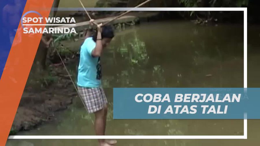Berjalan Menantang di Atas Tali Tambang Menyebrangi Sungai di Samarinda