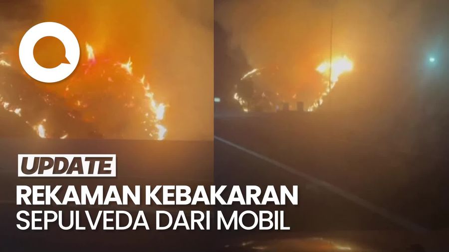 Video: Kobaran Api Dekat Museum Getty, Terlihat dari Jalan Tol LA