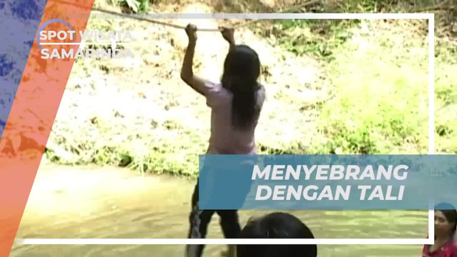Bermain Tali Menyeberang Sungai di Dekat Air Terjun, Samarinda