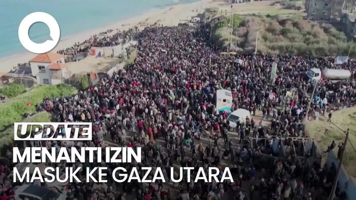 Video: Lautan Warga Palestina Tertahan di Pintu Masuk Gaza Utara
