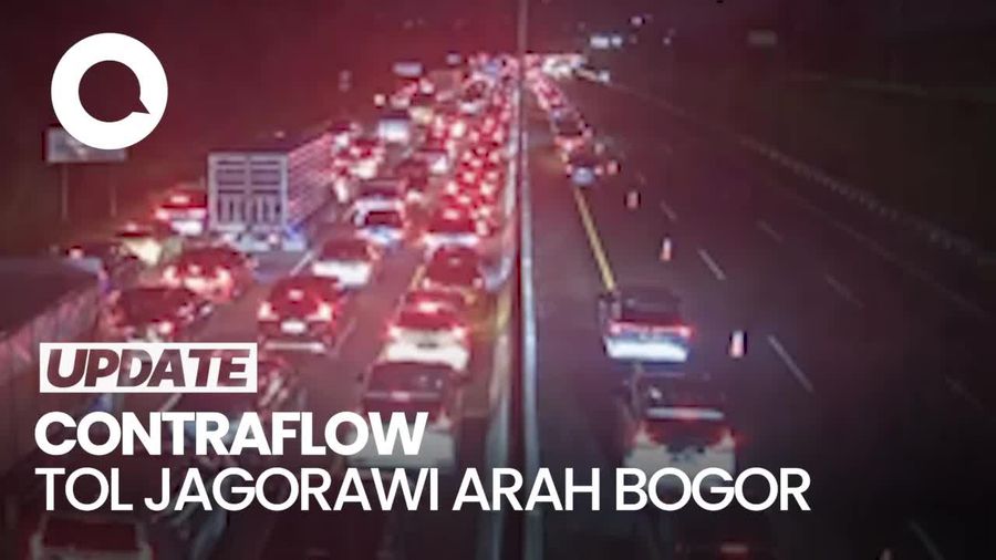 Video Tol Jagorawi Km 44-41 Arah Bogor Diberlakukan Contraflow Malam Ini