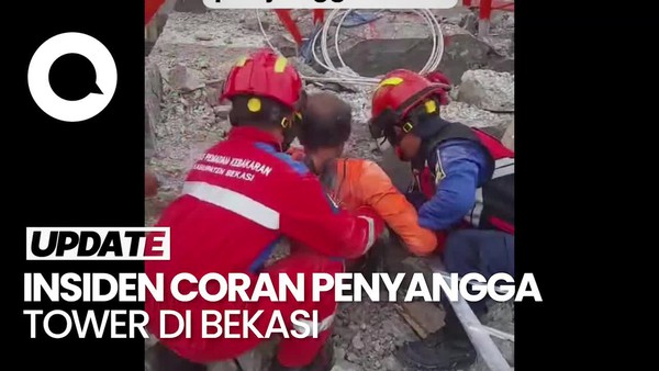 Video: Sulitnya Evakuasi Korban Tewas Robohnya Coran Tower yang Ambruk di Bekasi