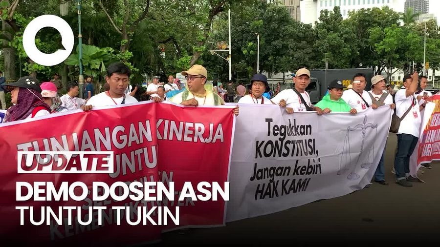 Video: Dosen ASN Demo di Patung Kuda, Minta Kemendiktisaintek Bayar Tukin