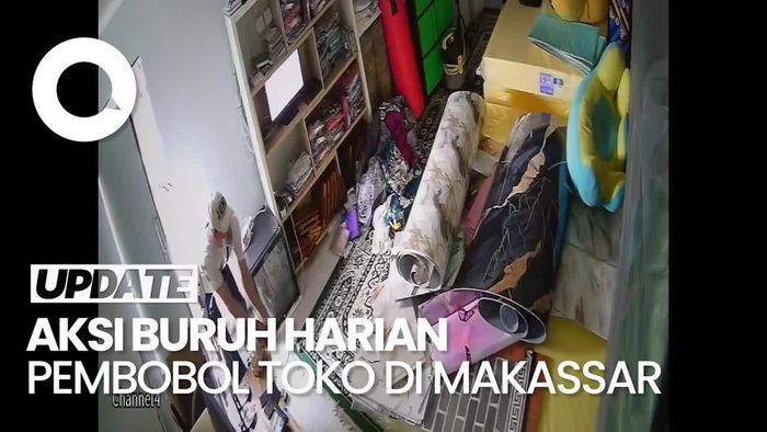 Video CCTV Aksi Pembobolan Toko di Makassar Oleh Seorang Buruh Harian