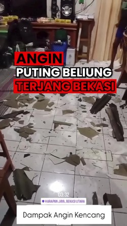 Video Dampak Angin Puting Beliung di Bekasi Utara: 65 Rumah Rusak-1 Warga Luka