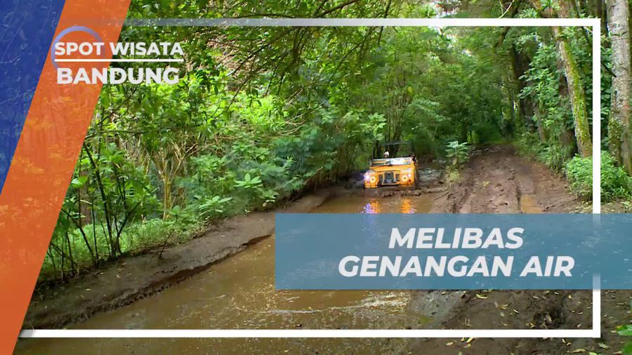 Menaklukkan Genangan Air di Jalur Offroad, Bandung