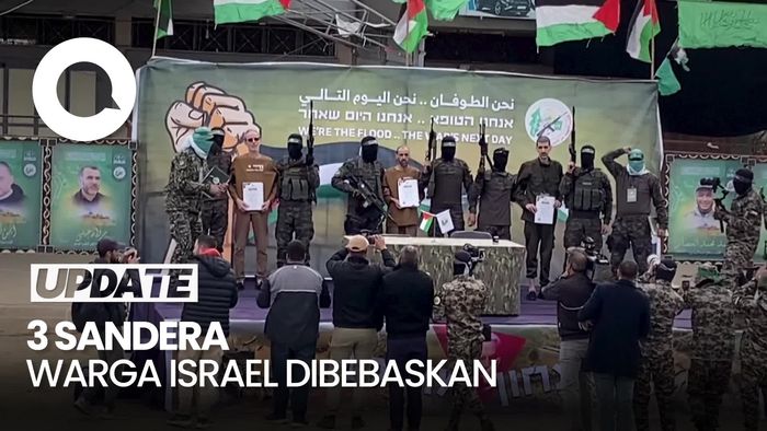 Video: Momen Hamas Bebaskan 3 Sandera Warga Israel di Gaza