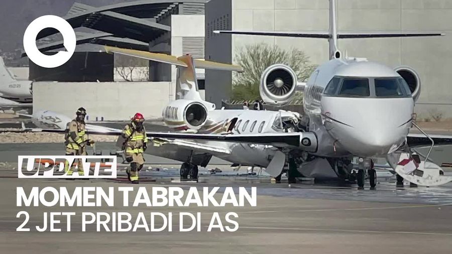 Video: Detik-detik Tabrakan 2 Jet Pribadi di Bandara Scottsdale AS