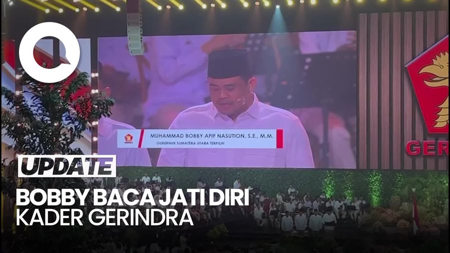 Video: Momen Bobby Nasution Bacakan Jati Diri Kader di HUT ke-17 Gerindra