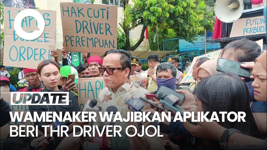 Video: Wamenaker Sebut Aplikator Wajib Beri THR ke Ojol Berupa Uang