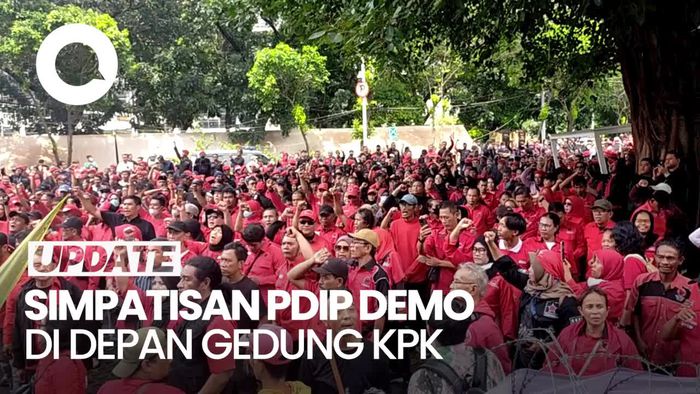 Video: Satgas-Simpatisan PDIP Kumpul di Depan Gedung KPK saat Hasto Diperiksa