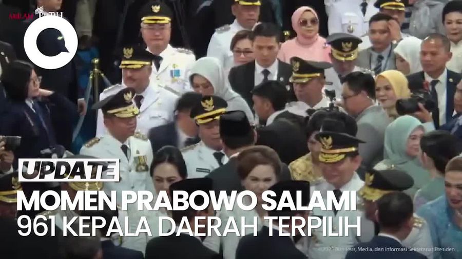 Video: Prabowo Salami Satu Per Satu 961 Kepala Daerah yang Dilantik Serentak