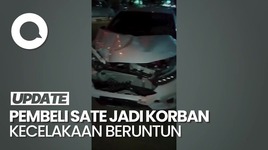 Video: Mobil Honda Brio Tabrak 5 Kendaraan-Gerobak Sate di Bandung, 1 Orang Tewas