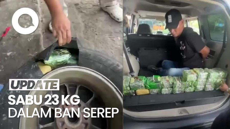 Video: Momen Polisi Bongkar Ban Serep Pajero Berisi 23 Kg Sabu di Lampung