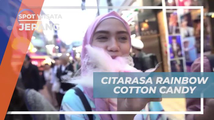 Mencicipi Rasa Rainbow Cotton Candy di Harajuku, Jepang