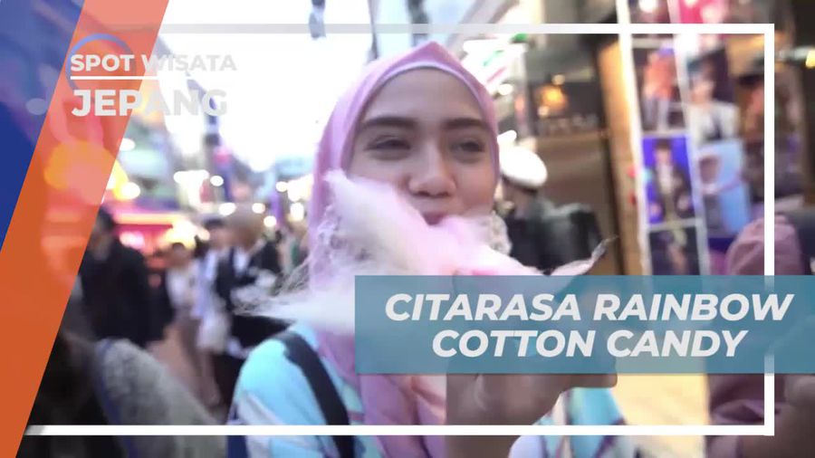 Mencicipi Rasa Rainbow Cotton Candy di Harajuku, Jepang