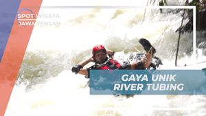 Beraksi dengan Gaya Unik Saat River Tubing di Genting, Jawa Tengah