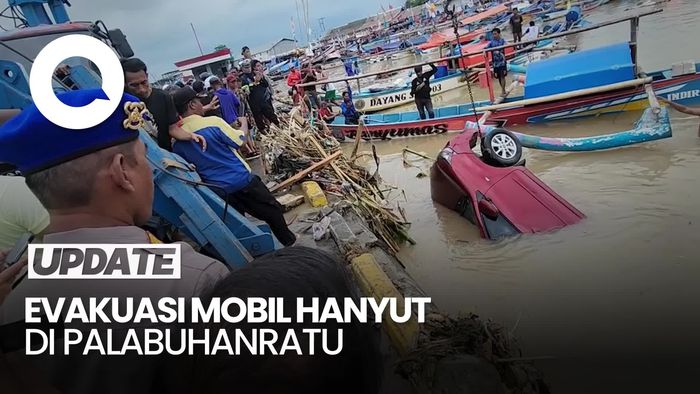 Video: Melihat Proses Evakuasi Mobil yang Terseret Banjir di Dermaga Palabuhanratu