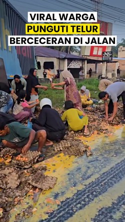 Video: Kata Polisi soal Viral Warga Punguti Telur Tercecer dari Pikap yang Tabrakan