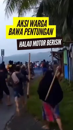 Video: Heboh Emak-emak Bawa Pentungan Halau Konvoi Motor Knalpot Brong di Klaten