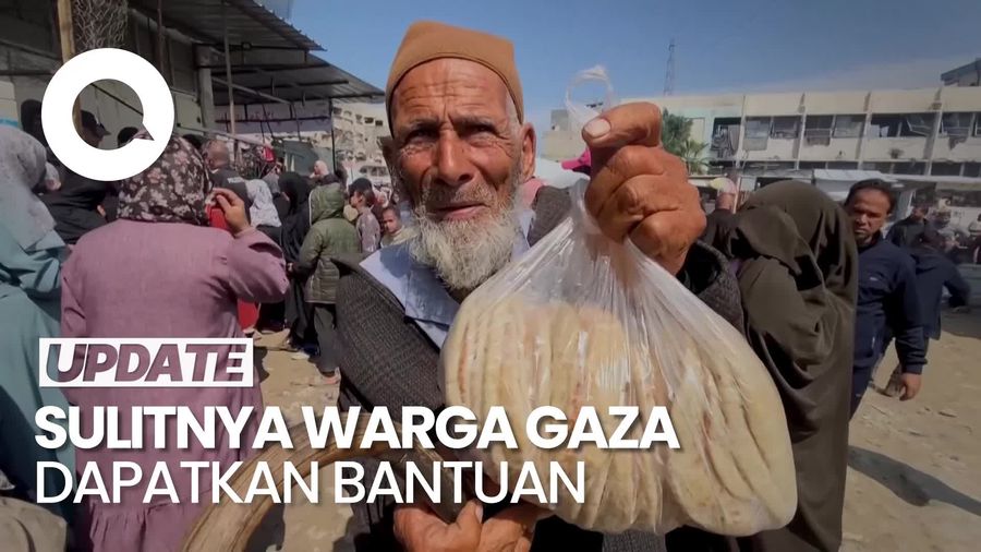 Video: Bantuan Diblokir, Warga Gaza Harus Antre Berjam-jam Demi Sepotong Roti