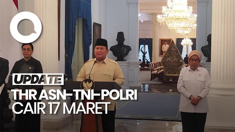 Video Prabowo Umumkan THR ASN-TNI-Polri Bakal Cair Senin 17 Maret