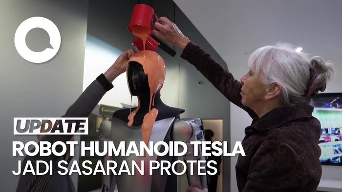 Video: Robot Tesla Jadi Sasaran Protes Aktivis Iklim Terhadap Elon Musk