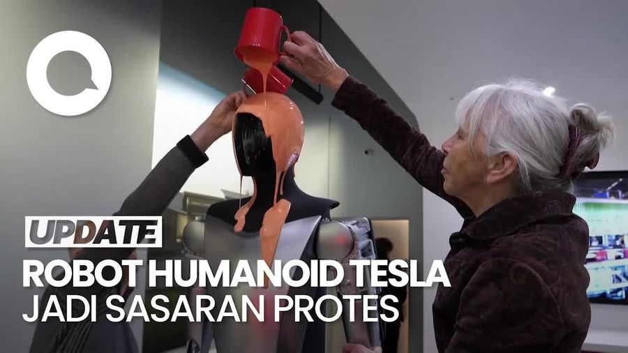Video: Robot Tesla Jadi Sasaran Protes Aktivis Iklim Terhadap Elon Musk