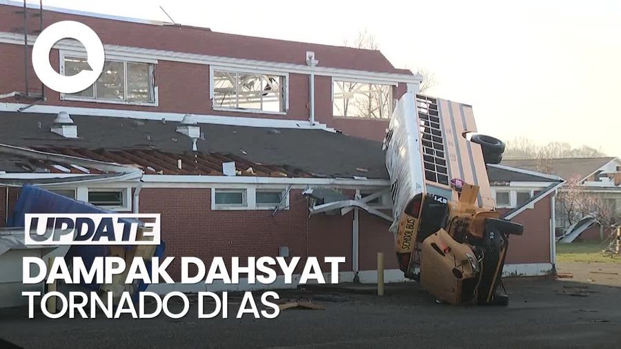 Video AS Diterjang Tornado: Bus Terbalik-Puluhan Orang Tewas