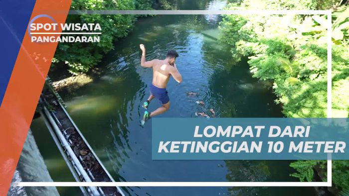 Terjun Bebas Dari Jembatan Curug Menggugah Adrenalin di Pangandaran