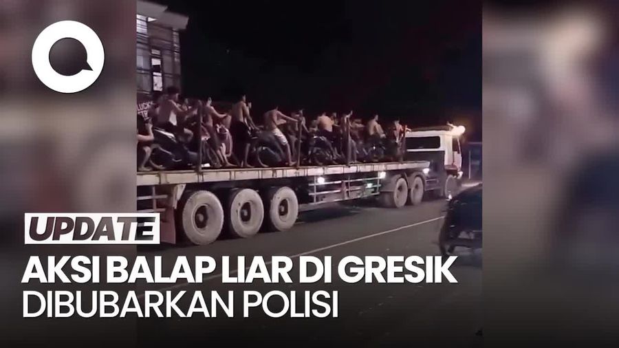 Video: Puluhan Remaja Terlibat Balap Liar di Gresik Diangkut Pakai Truk