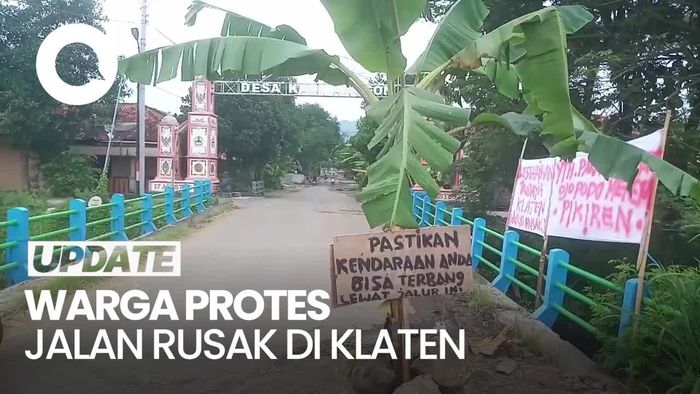 Video: Warga Tanam Pisang di Jalan Alternatif Klaten-Gunungkidul yang Rusak Parah