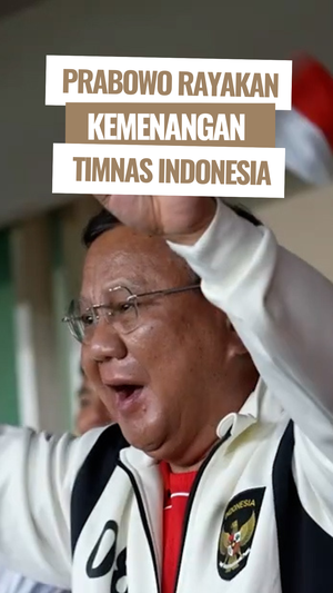 Video Detik-detik Prabowo Rayakan Gol Ole Romeny ke Gawang Bahrain