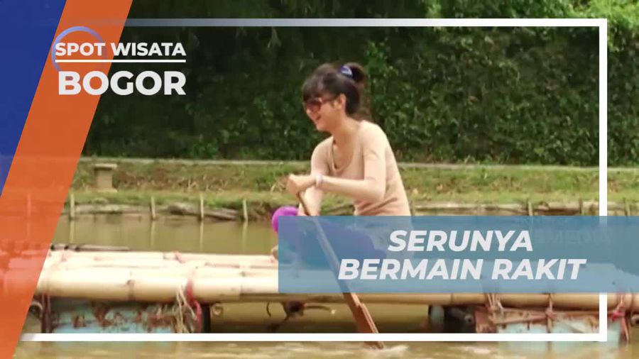 Serunya Mendayung Rakit di Happy Land, Bogor