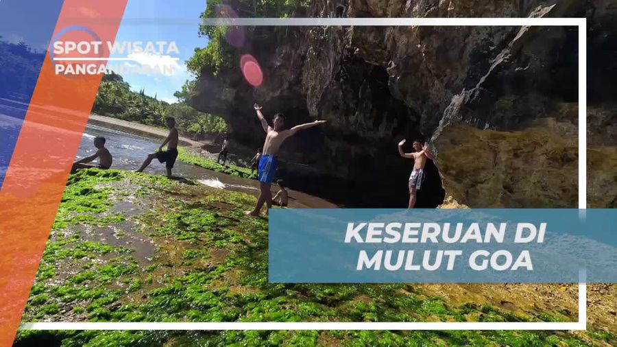Berseruan di Mulut Goa yang Mengasyikkan di Pantai Madasari, Pangandaran